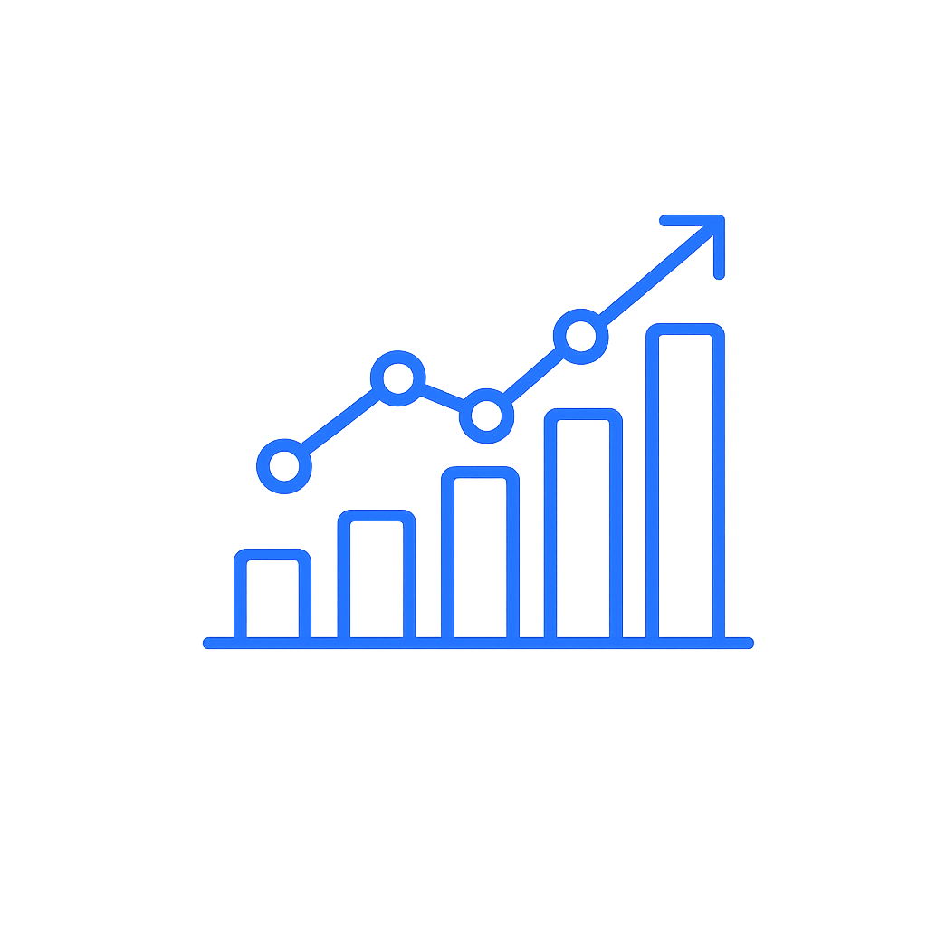 Analytics chart outline icon representing technical analysis, market trends, and trading performance.