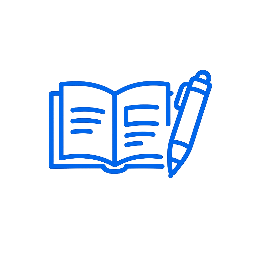 Transparent trading journal book and pen icon