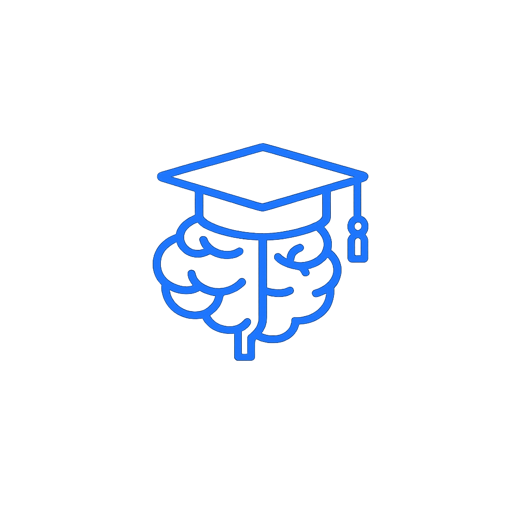 Brain and graduation cap outline icon representing Smart Money Concepts, trading education, and skill development.