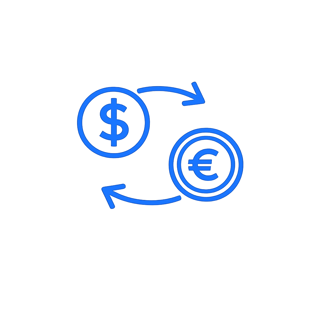 Currency exchange outline icon representing forex trading, currency pairs, and foreign exchange markets.