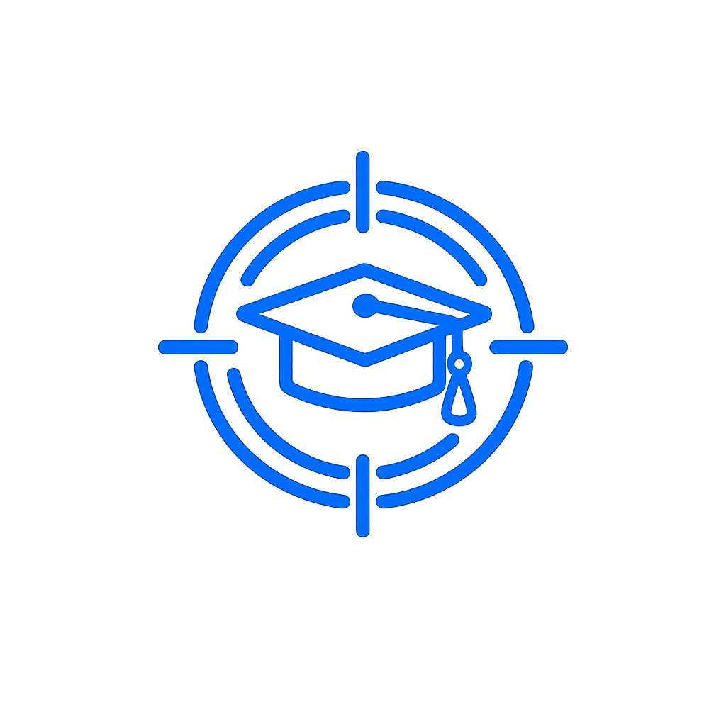 Education first trading learning icon with graduation cap and target