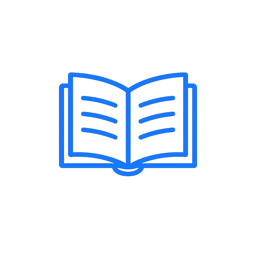 Open book outline icon representing trading education, learning resources, and trading guides.
