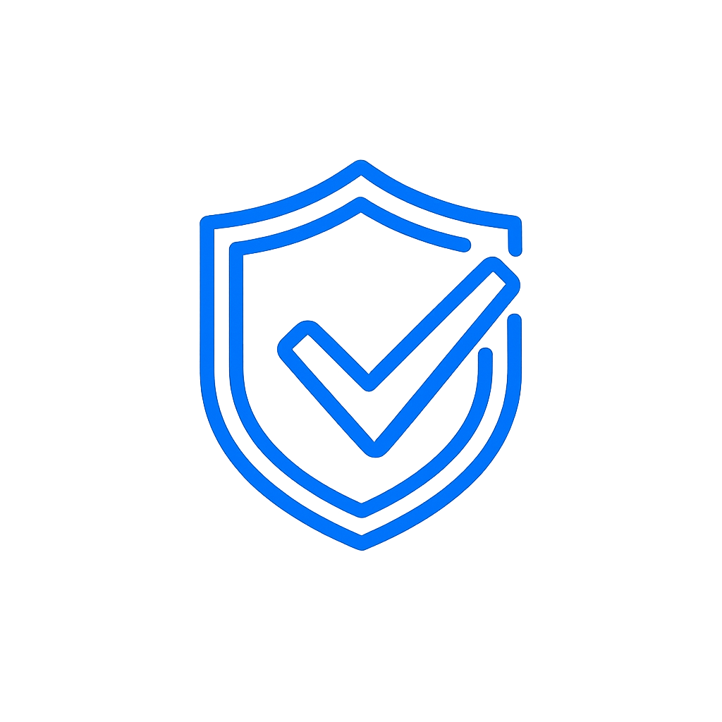 Shield and Check outline icon for TradeLogics trusted trading education, verified market analysis, and educational resources.
