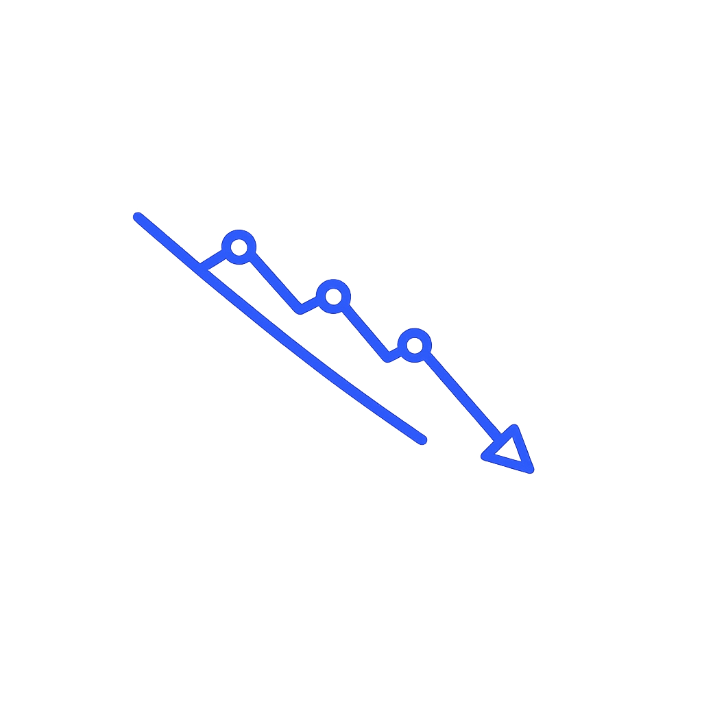 Downtrend icon illustrating a bearish market trend with lower highs and lower lows in Smart Money Concepts (SMC).