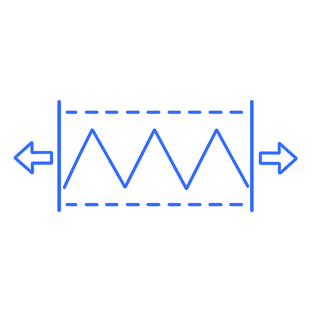 Range Market icon illustrating sideways price movement between support and resistance in Smart Money Concepts (SMC).
