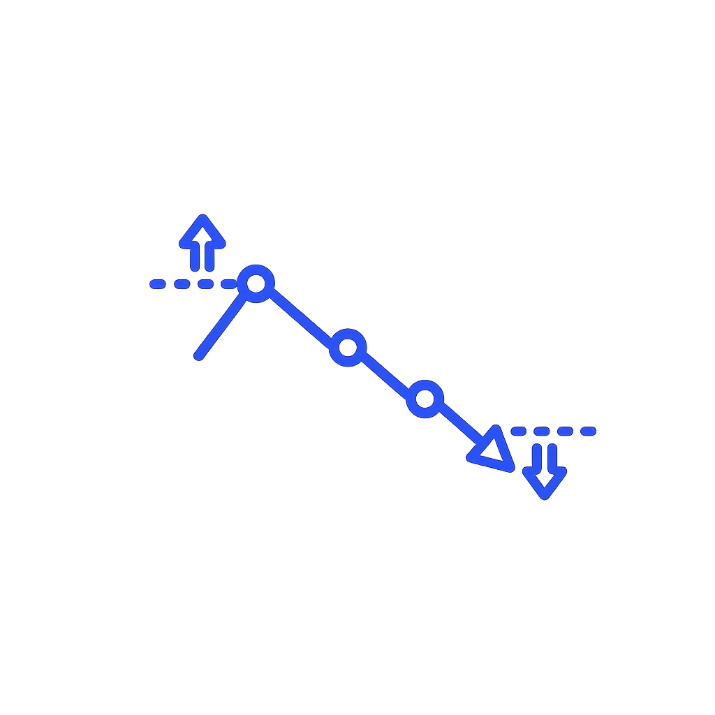 Swing High and Swing Low icon illustrating pivot points used to identify market structure in Smart Money Concepts (SMC).
