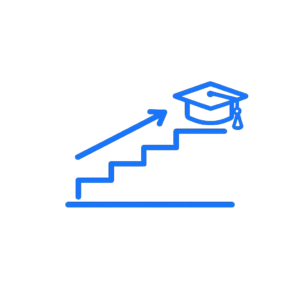 Graduation cap outline icon representing step-by-step trading education from beginner to advanced level.