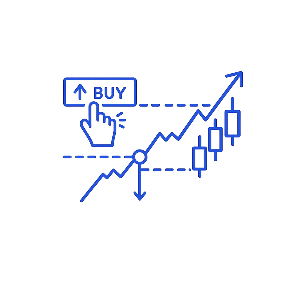 Trade execution outline icon representing trade entry, buy and sell decisions, and Smart Money Concepts execution.